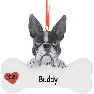 Personaliserede hunde julepynt 2024 - Juledog knogler Boston Terrier Gaver til hundeelskere Dogs F?rste julepynt 2024 Tilpassede hunde gaver Brug