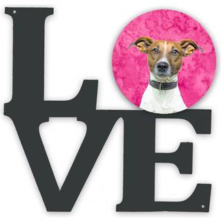 Pink Jack Russell Terrier Metal Wall Artwork Love Kj1226pkwalv