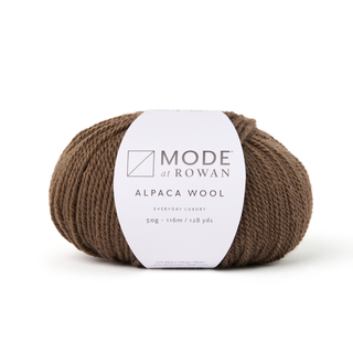 Mode at Rowan Alpaca Wool 016 Walnut Indhold: 50% alpaca, 50% uld Vægt/længde: 50 g = ca. 116 meter Anbefalede pinde: 3.75 mm Strikkefasthed: 10 x 10 cm = 23 m x 30 p Vask: Vaskes i hånden / Tørres fladt.