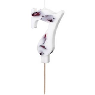 1 Stk. Hvid Fødselsdagslys Nummer 7 med Blomsterblade, 8 cm - Uundværlig Kagedekoration