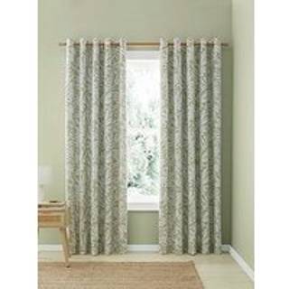 Catherine Lansfield Catherine Lansfield Green Tilly Floral Print Fully Reversible Eyelet Two Lined Curtain Panels Curtains