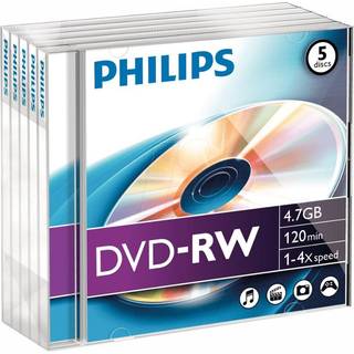 PHILIPS - 4x hastighed DVD-RW blanke DVD'er - Jewel Case 5-pak
