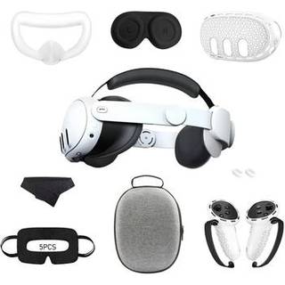 Tilbehørssæt i 9 dele til Meta Quest 3: hovedrem, EVA-opbevaringsetui, silikonehåndtag og meget mere - hvid