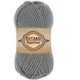 Estako Megastar 75% akryl 25% uldgarn blød tykket voluminøs vægt #5 for hækling og strikning 3,52 oz (100 g) / 120 år (110 m) (60974 - lysegrå)