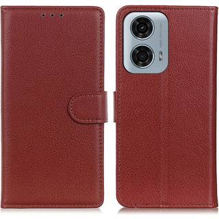 EIDERWOOD Motorola Moto E14 4G / G04 4G / G04s 4G / G24 4G Litchi Tekstur Stående Telefon Cover - Brun