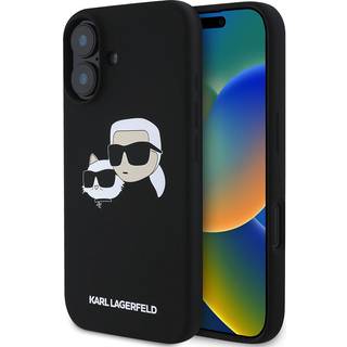 iPhone 16 Plus Karl Lagerfeld Double Heads MagSafe cover i flydende silikone - Sort