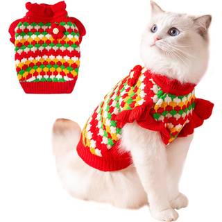 Anelekor lille hund sweater strikket tulipat katte sweater varm tyk ferie hvalp t?j til lille hunde pige koldt vejr t?j til killingen chihuahua y