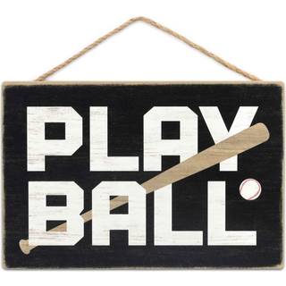 Open road Brands Play Ball Baseball og Bat Hanging Wood Wall Decor - Fun Baseball Sign til Man Cave eller Kids 'Sovoom
