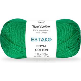 Estako Royal Cotton 100% merceriseret Giza Cotton Yarn Soft Super Fino 1 til hækling og strikning 1,76 oz (50 g) / 137 år (125m) (5060)