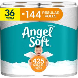 Angel Soft toiletpapir 2-lags badv?v 9 ruller (pakke med 4)