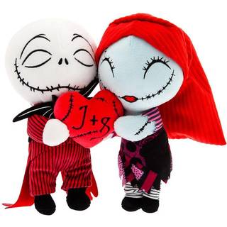 Disney Store Official The Nightmare Before Christmas - Valentinsdag udstoppede dyr - Jack Skellington & Sally Plush Set med detaljerede skulpture