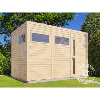Redskabsskur Redskabsrum Haveskur i træ, Bertilo Cubus 3, 3,37x2,34x2,32m,7,9m²,Natur