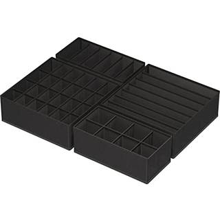 Simple Houseware Closet Underwear Organizer skuffe Divider 4 Set Black
