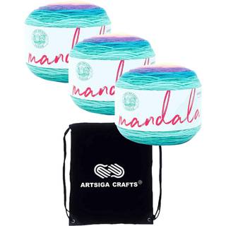 Lion Brand Mandala Nifflers 525-235 (3-SKEINS-Samme farvestof) DK ??Light Worsted #3 Akrylgarn til hækling og strikning med projektpose