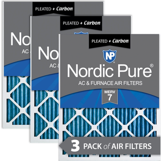 Nordic Pure 14x14x1 (13 3/4 x 13 3/4 x 3/4) Plisserede luftfiltre Merv 7 Plus Carbon 3 Pack