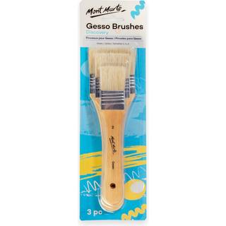 Mont Marte Paint B?rste s?t til Gesso - 3 Bristle -b?rster i st?rrelser 2 4 og 6 - Flade b?rster - Ideal Brush Set til Gesso Acrylics Oil Paints