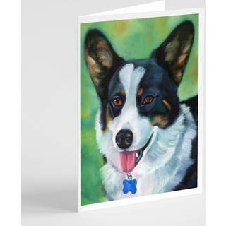 Corgi med blå tag lykønskningskort og konvolutter pakning på 8