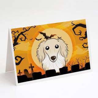 Halloween Longhair Creme Dachshund lykønskningskort og konvolutter pakning af 8