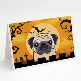 Halloween fawn pug lykønskningskort og konvolutter pakning på 8