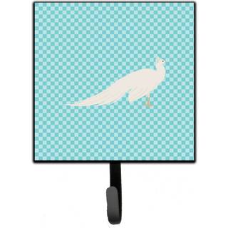 """" Caroline's Treasures White Peacock Peafowl Blue Check Wall Hook Lille Multicolor """"