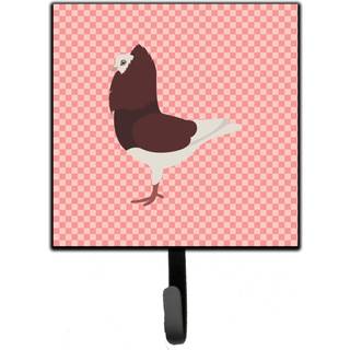 """" Caroline's Treasures Capuchin Red Pigeon Pink Check Wall Hook Small Multicolor """"