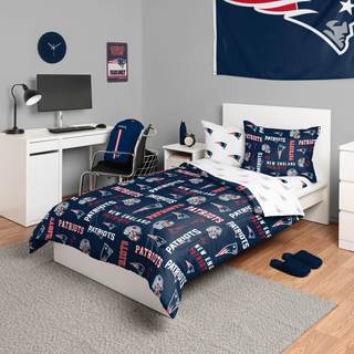 Foco New England Patriots NFL Team Color Bed in a Bag Domforter Bedding 5 Piece Twin Set
