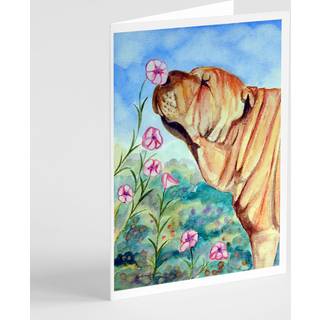 Shar pei lugter blomsterne lykønskningskort og konvolutter pakning på 8