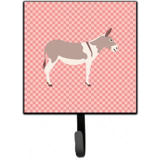 """" Caroline's Treasures Australian Teamster Donkey Pink Check Wall Hook Small Multicolor """"
