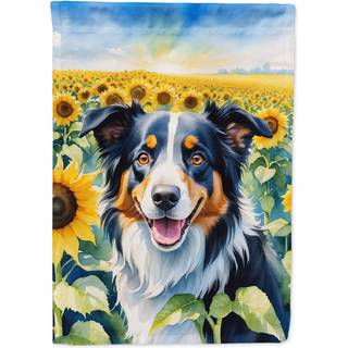Caroline's Treasures DAC6032CHF Border Collie i Sunflowers House Flag Large Porch Sleeve Pole dekorativt uden
