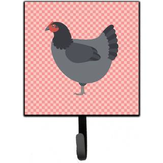 """" Caroline's Treasures Jersey Giant Chicken Pink Check Wall Hook Small Multicolor """"