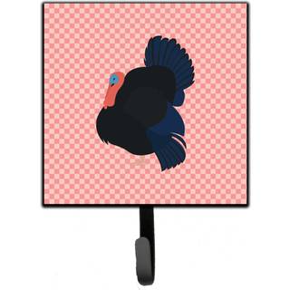 """" Caroline's Treasures Norfolk Black Turkey Pink Check Wall Hook Small Multicolor """"