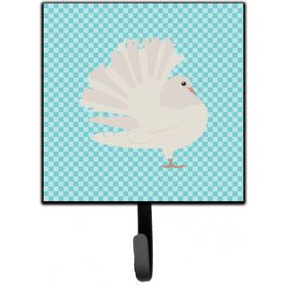 """" Caroline's Treasures Silver Fantail Pigeon Blue Check Wall Hook Small Multicolor """"