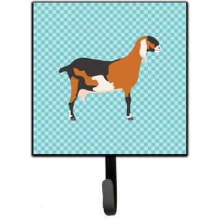 """" Caroline's Treasures Anglo Nubian Goat Blue Check Wall Hook Small Multicolor """"