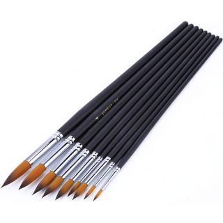 9 stk. Kinesiske kalligrafi børster spids spids nylon lang træhåndtag penselbørster indstillet til olie akryl og akvarel