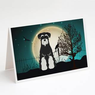 Halloween Scary Standard Schnauzer salt og peber lykønskningskort og konvolutter pakning af 8