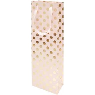 Paper Poetry Flaschentüte rosa Punkte gold 12x36,5x8cm