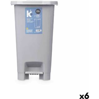 Papirkurv med pedal Grå Plastik 25 L (6 enheder)