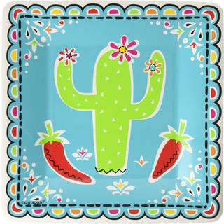 Amscan Picado de Papel Square Plates 7 """" - Pakke med 18 multicolor