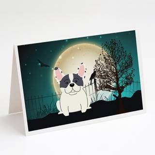 Halloween Scary French Bulldog Piebald lykønskningskort og konvolutter Pack of 8
