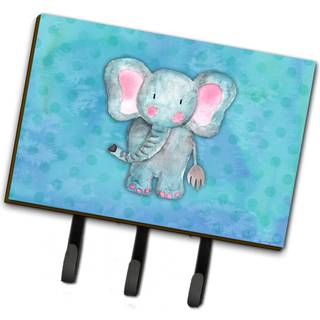 """" Caroline's Treasures Blue Elepant Watercolor Wall Hook Triple Multicolor """"