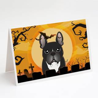 Halloween French Bulldog lykønskningskort og konvolutter pakning af 8