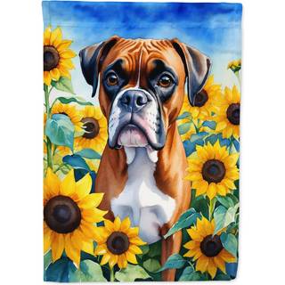 Caroline's Treasures DAC6037CHF Boxer i Sunflowers House Flag Large Porch Sleeve Pole dekorativ uden