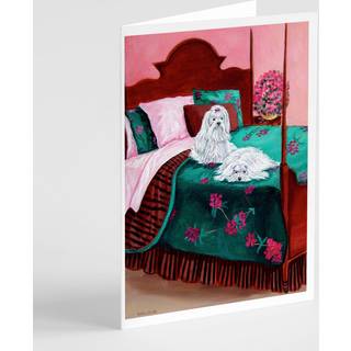 Maltesisk og hvalp venter på dine lykønskningskort og konvolutter pakning på 8