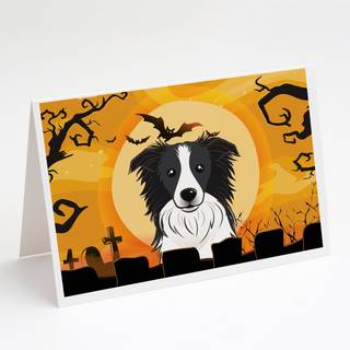 Halloween Border Collie lykønskningskort og konvolutter pakning af 8