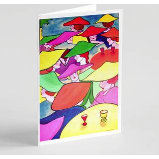 Kvinder i hatte lykønskningskort og konvolutter pakning på 8