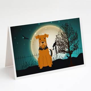 Halloween Scary Airedale lykønskningskort og konvolutter pakning på 8