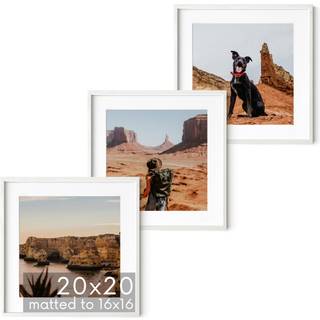 Haus og nuancer Solid Oak Wood 20 X20 Billedrammer matet til 16 x16 s?t med 3-3 stykker hvide firkantede rammer 20x20 hvide billedrammer til v?g