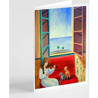 Italienske gråhunde og violinist lykønskningskort og konvolutter pakning af 8