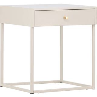 Bakal sengebord med skufe 43x43cm i beige stål