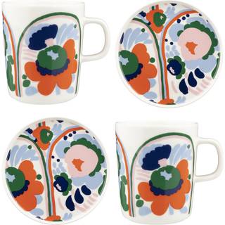 Marimekko Karuselli servicesæt 4 dele White-orange-blue-emerald